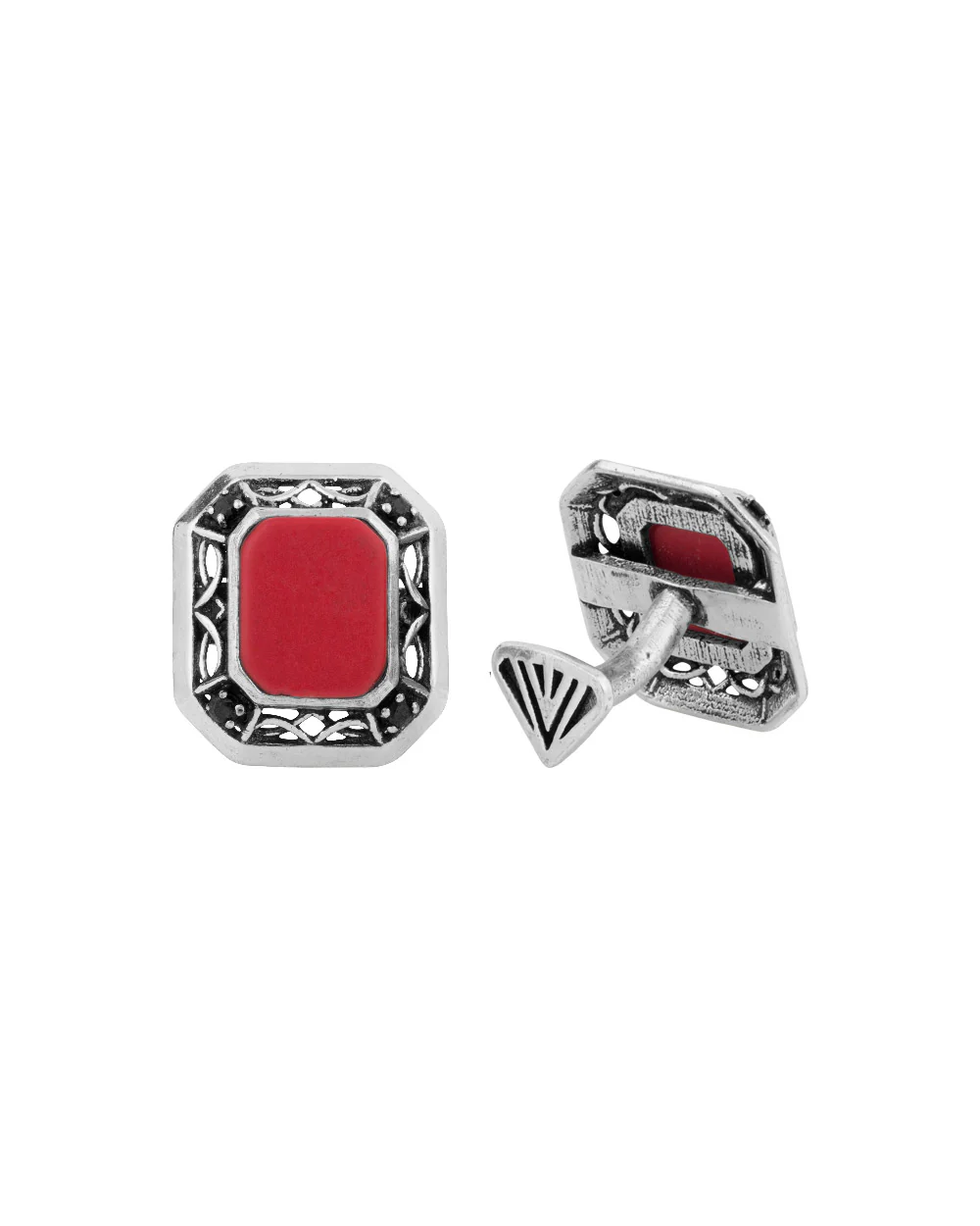 Milestone Cufflinks with Red Enamel Detailing - Image 3