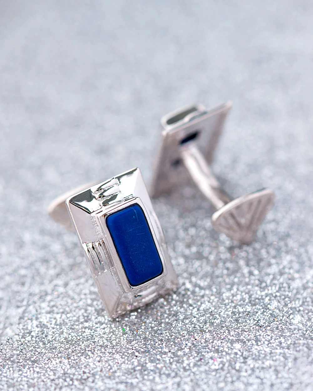 Milestone Silver Plated Blue Stone Cufflinks