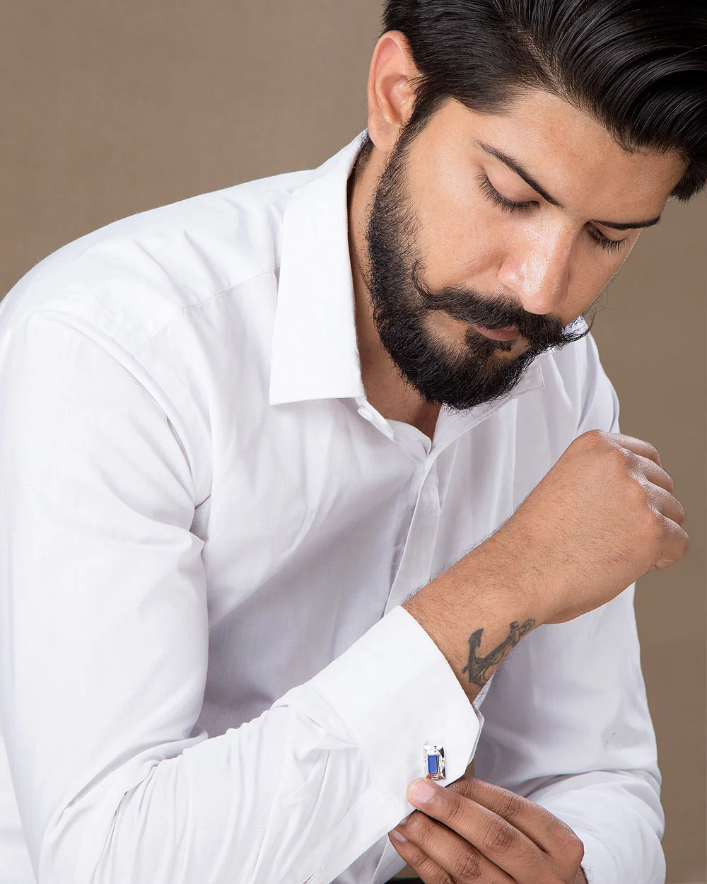 Milestone Silver Plated Blue Stone Cufflinks - Image 5