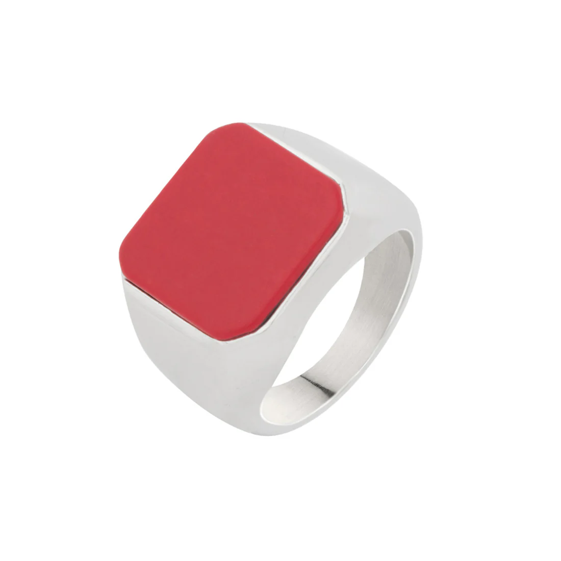 Milestone Silver Plated Red Stone Band Ring - Image 3