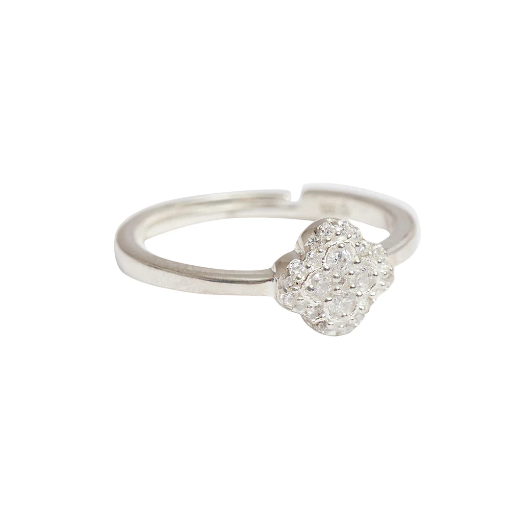 Minimal CZ Studed 925 Sterling Silver Adjustable Ring - Image 5