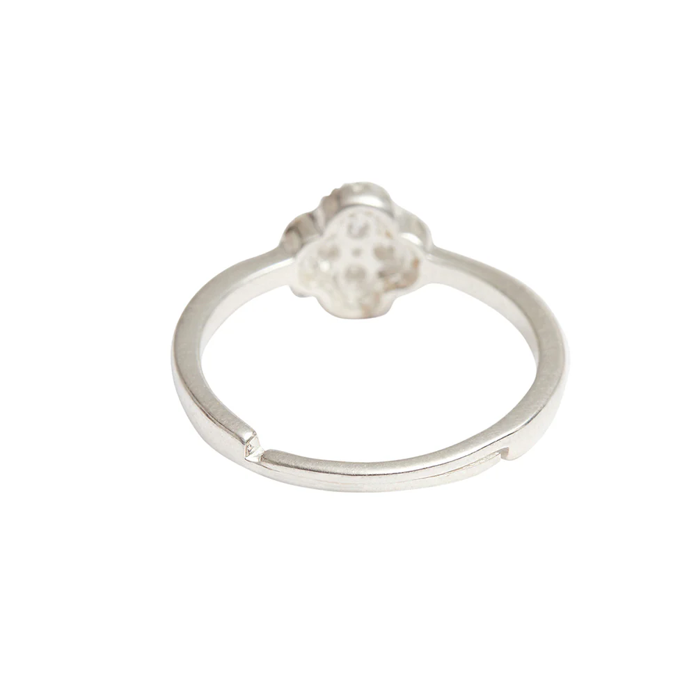 Minimal CZ Studed 925 Sterling Silver Adjustable Ring - Image 6