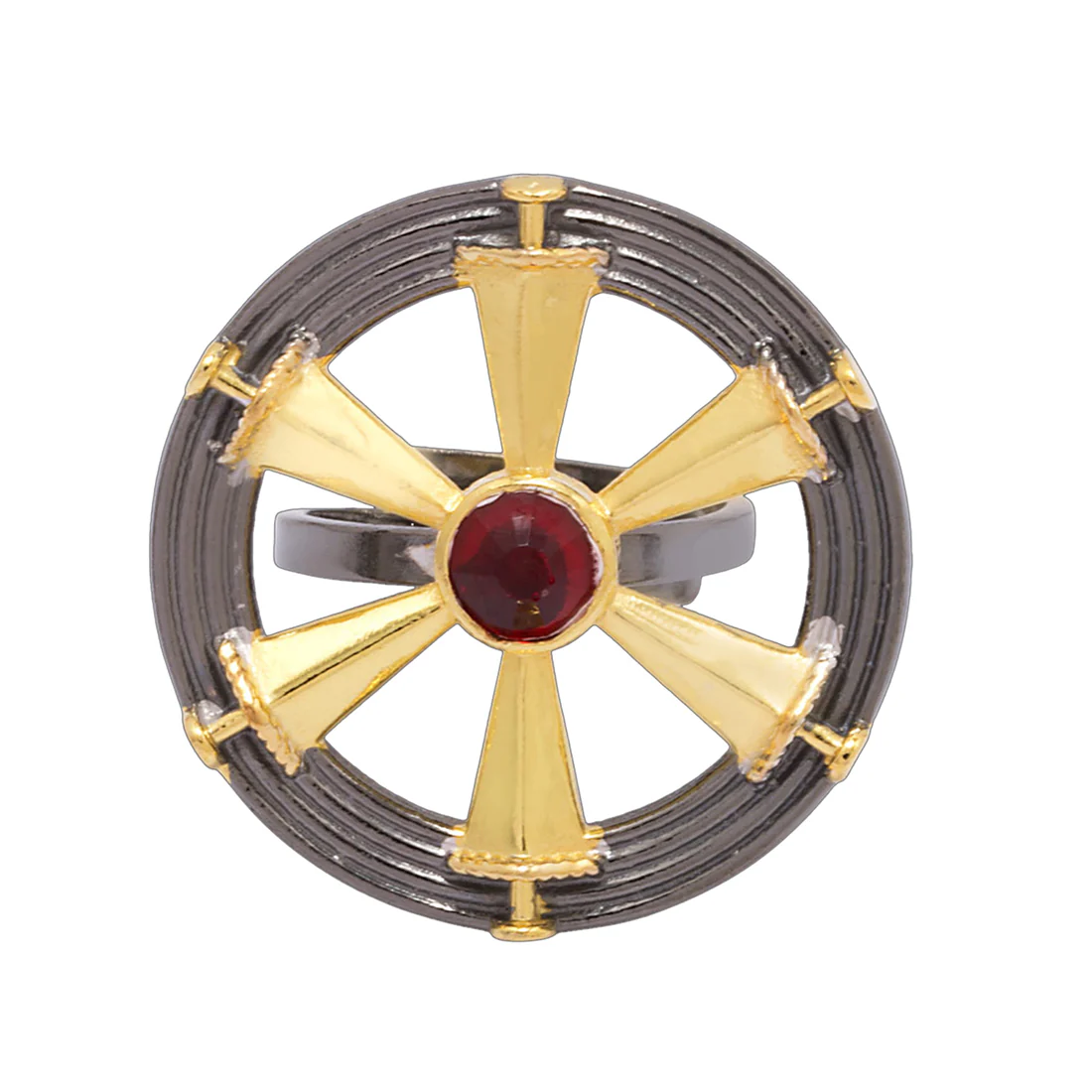 Modern Statement Ring Adorned with Red Stone - Image 4