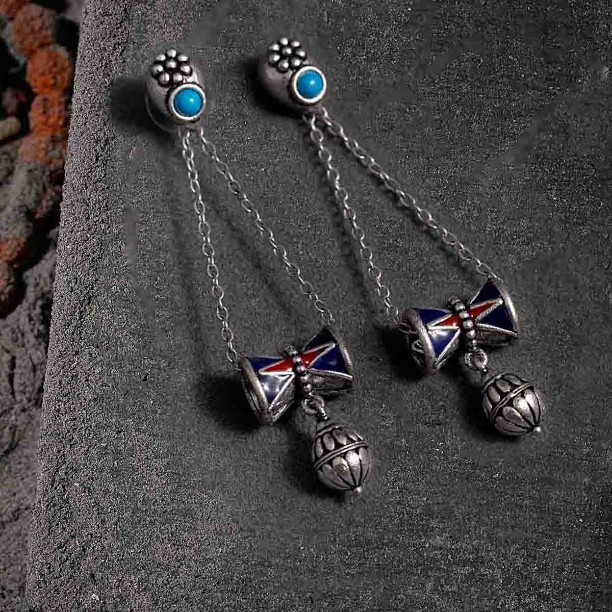 Moksh Ext Damaru Motif Earrings
