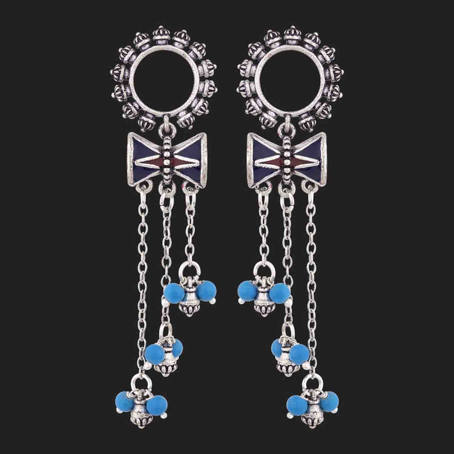 Moksh Ext Damaru Tassels Earrings - Image 3