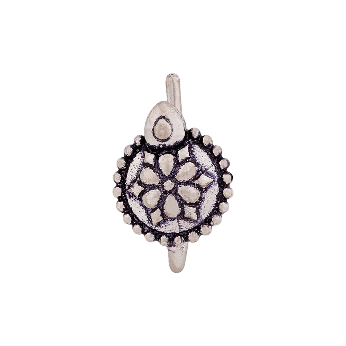 Moksh Ext Floral Motif Embossed Nose Ring - Image 3
