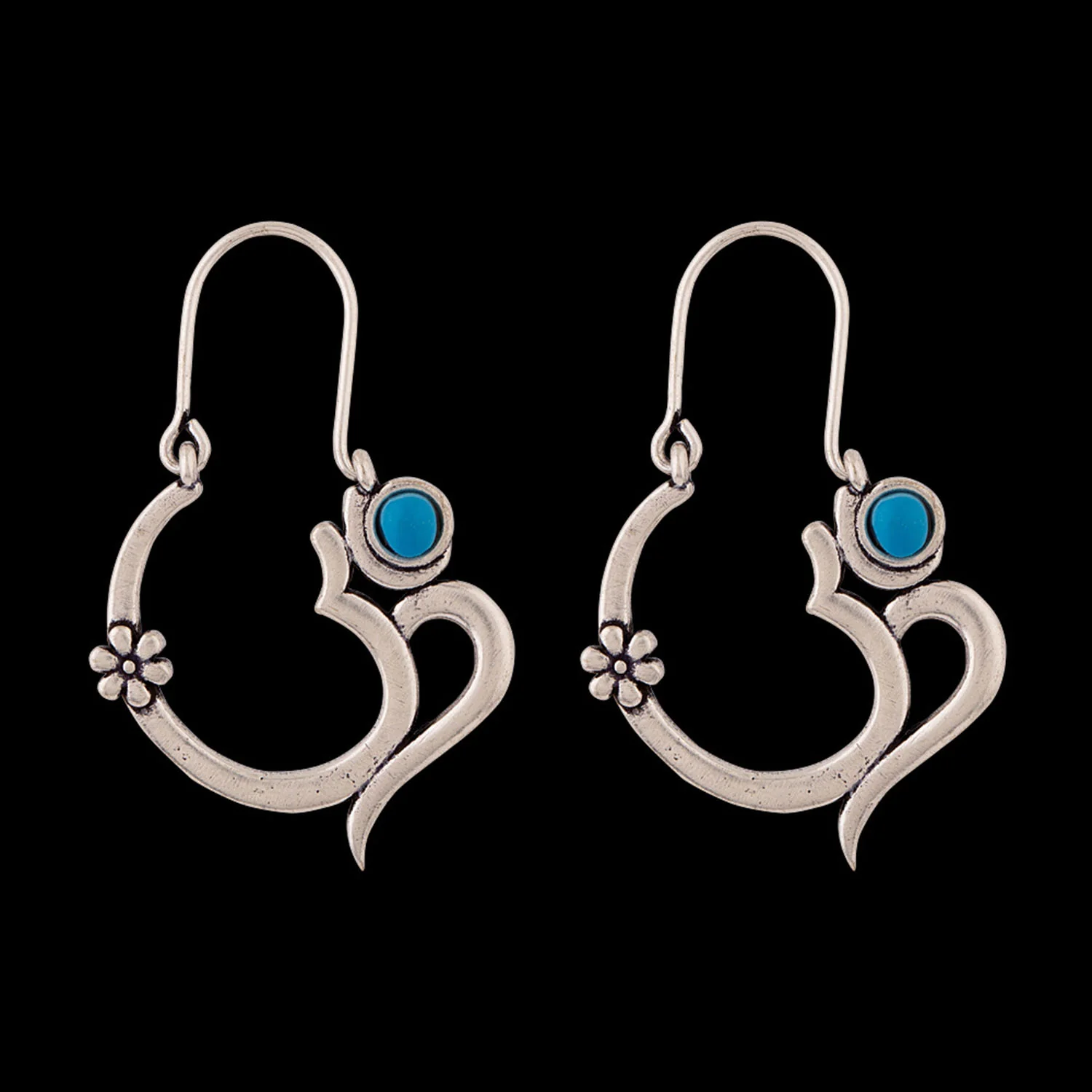 Moksha OM Blue Stone Earrings - Image 3