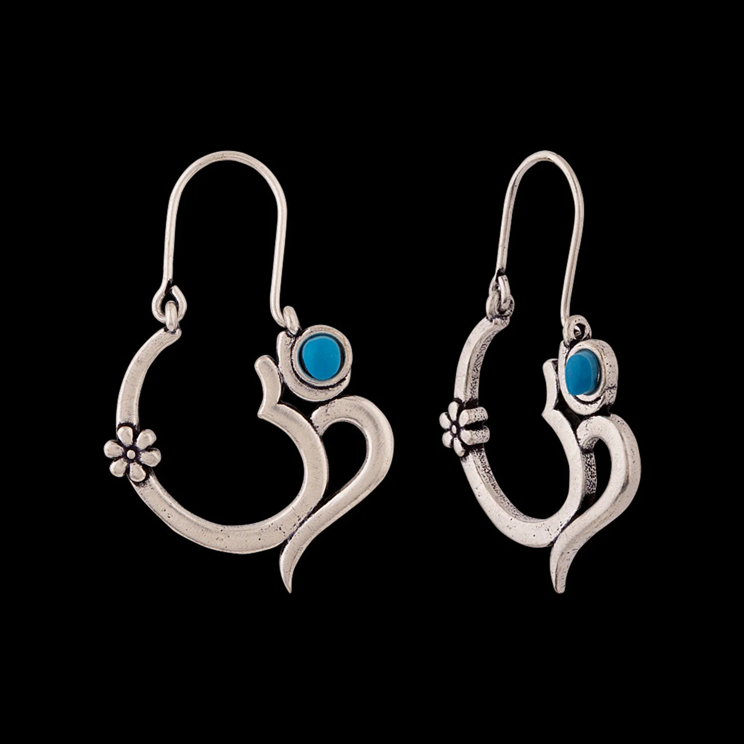 Moksha OM Blue Stone Earrings - Image 4