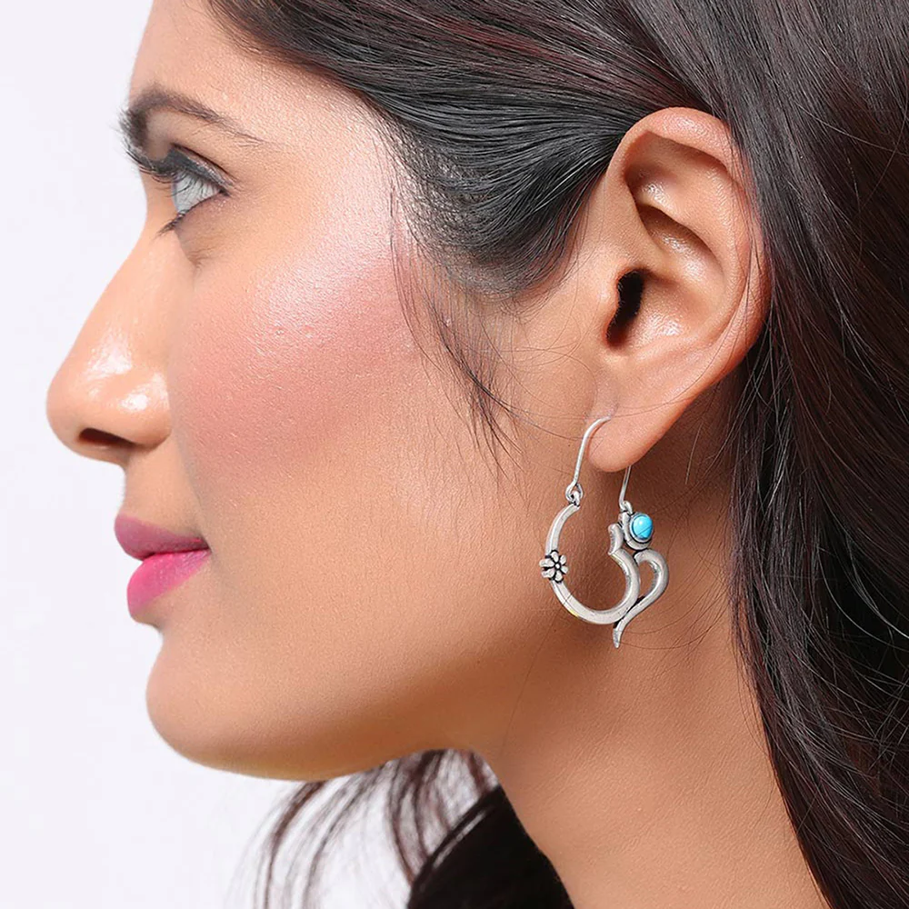 Moksha OM Blue Stone Earrings - Image 6