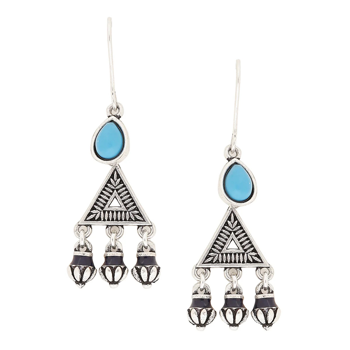 Moksha Triangles Blue Stone Earrings - Image 3