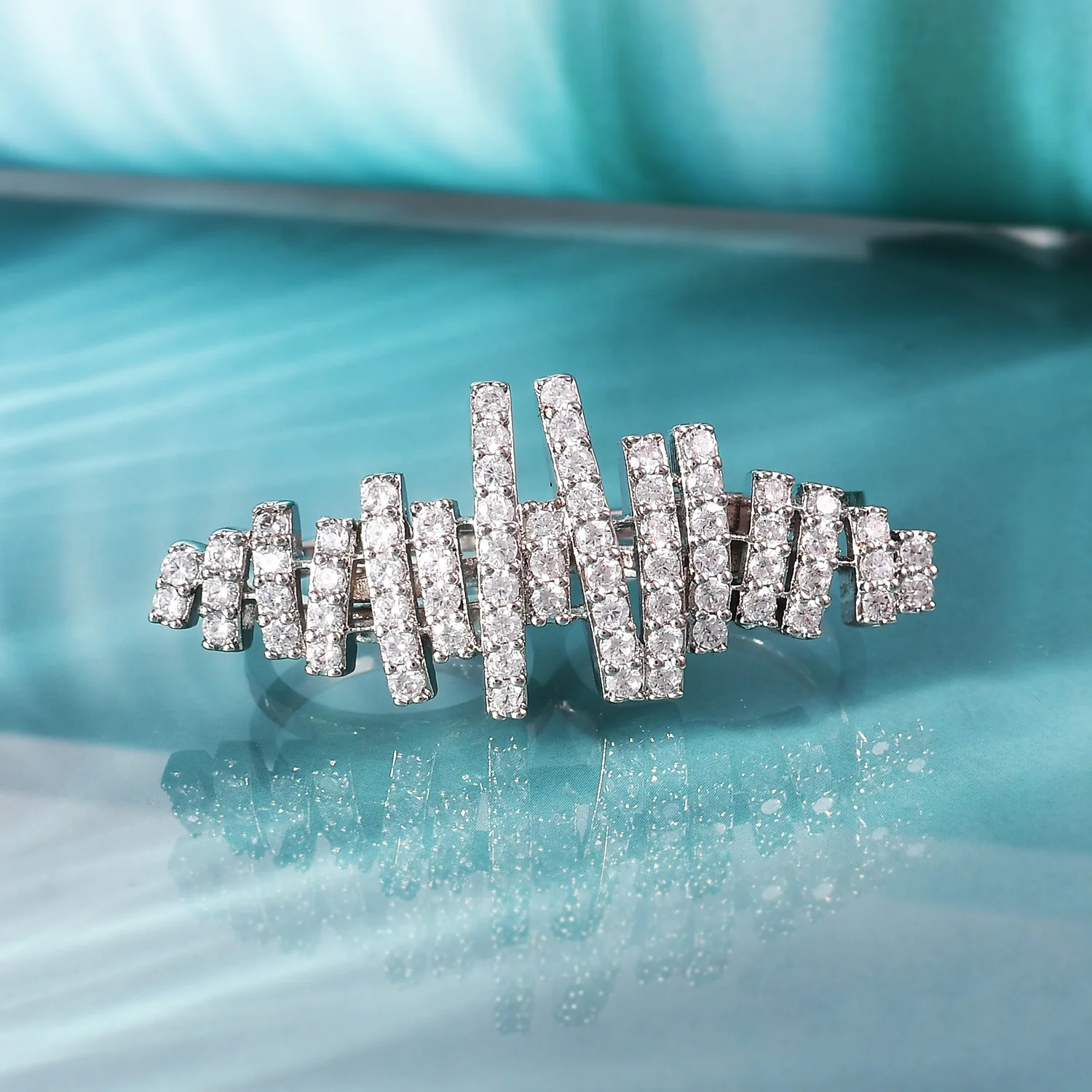 Mosaic Abstract Radiance Statement Two Finger Ring