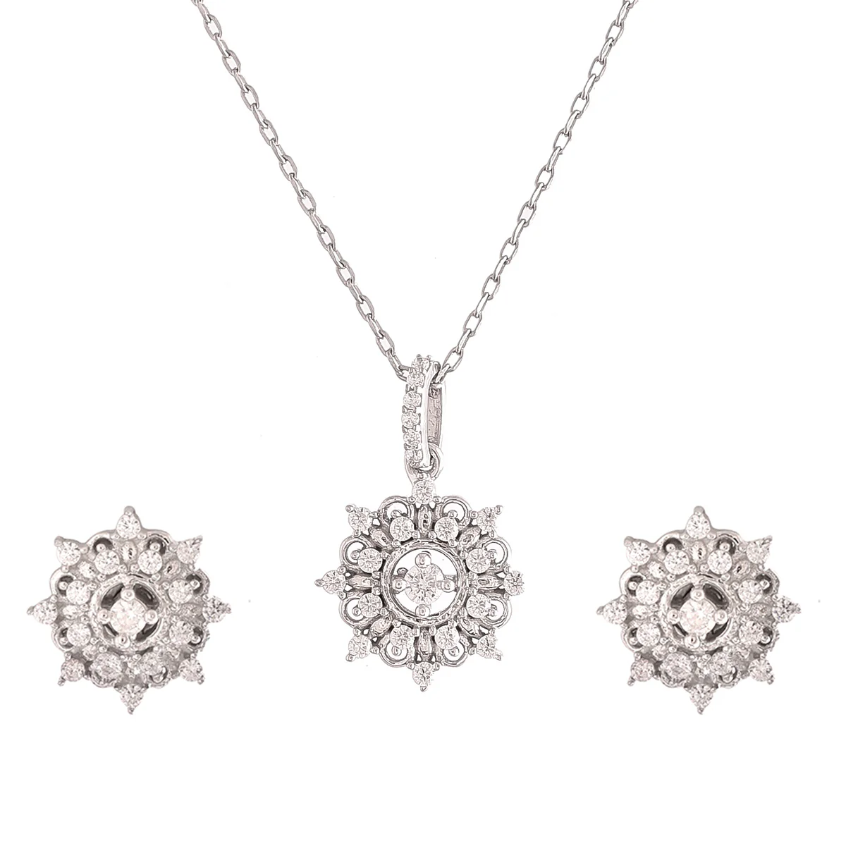 Mother's Day Collection Cluster Setting CZ Sterling Silver Pendant Set - Image 3