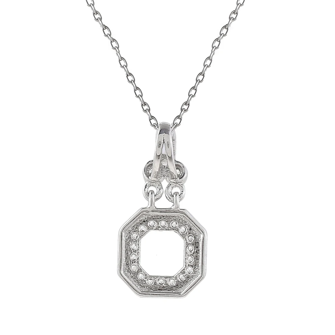 Mother's Day Collection Sterling Silver Round Cut CZ Pendant with Serpentine Chain - Image 5