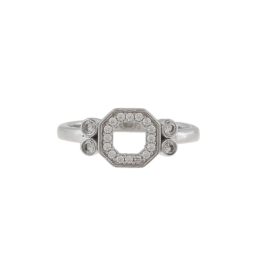 Sterling Silver Round Cut Zircons Cocktail Ring - Image 3