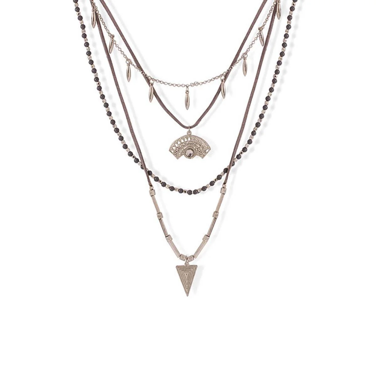 Multi-layered CZ Embellished Modern Necklace
