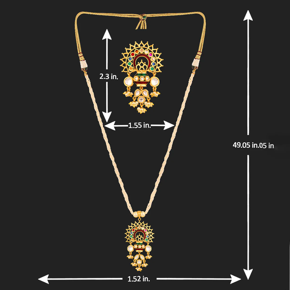 Navratan Ethnic Rangoli Pattern Necklace Set - Image 6