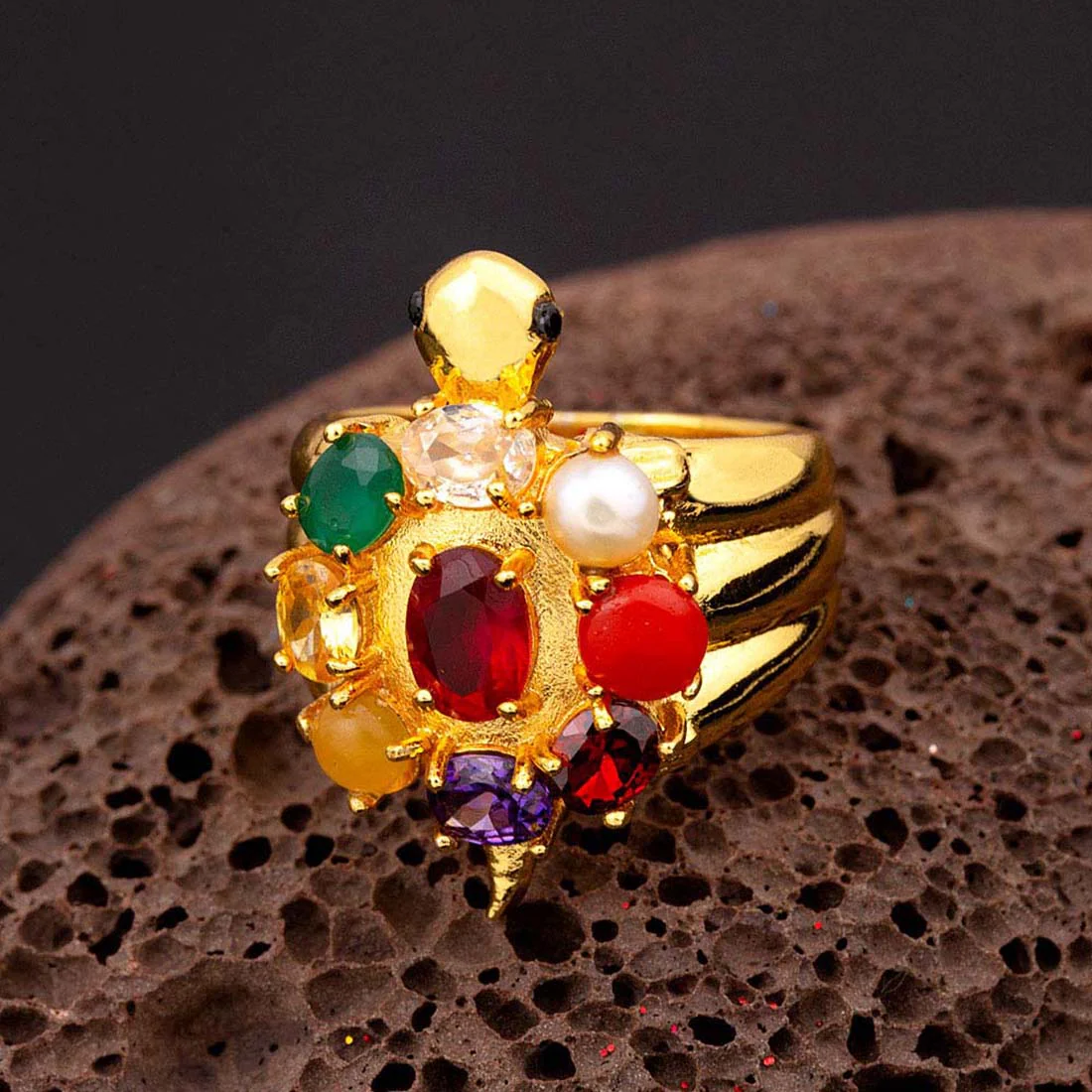 Navratan Extension Antique Inspired Ring