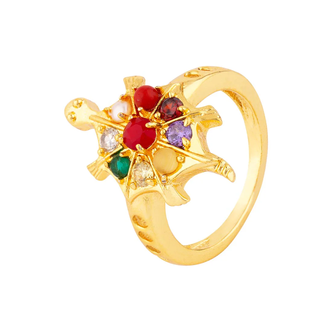 Navratan Extension CZ Embellished Ring - Image 3
