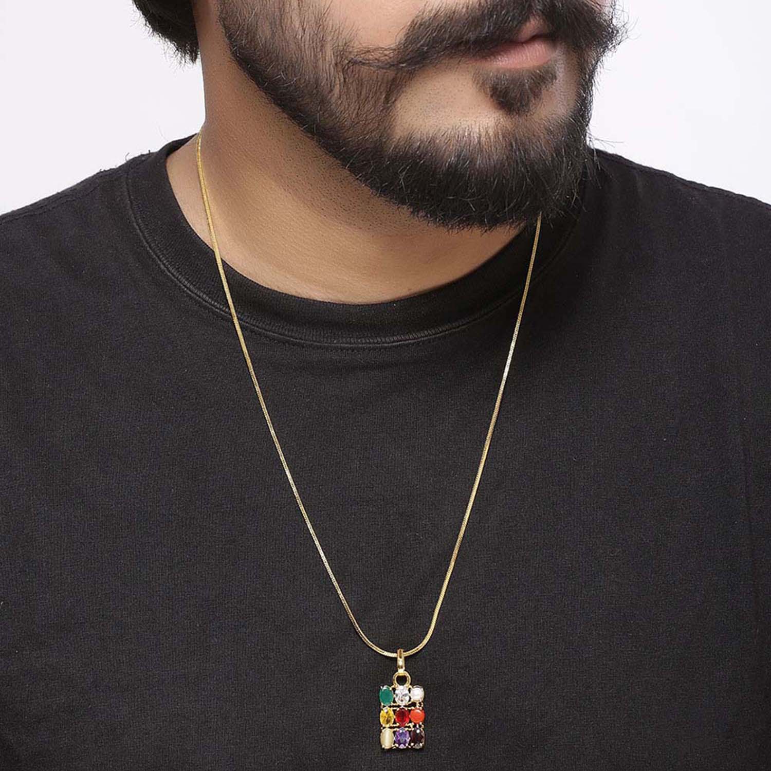 Navratan Extension CZ Gems Pendant - Image 2