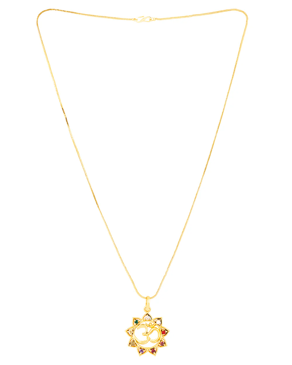 Navratan Extension Embellished OM Pendant - Image 4