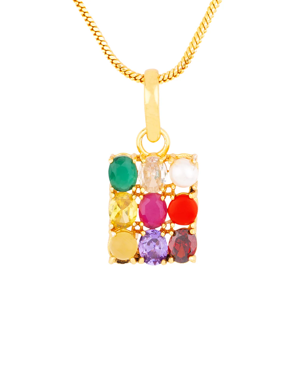 Navratan Extension Gold Plated Pendant - Image 3