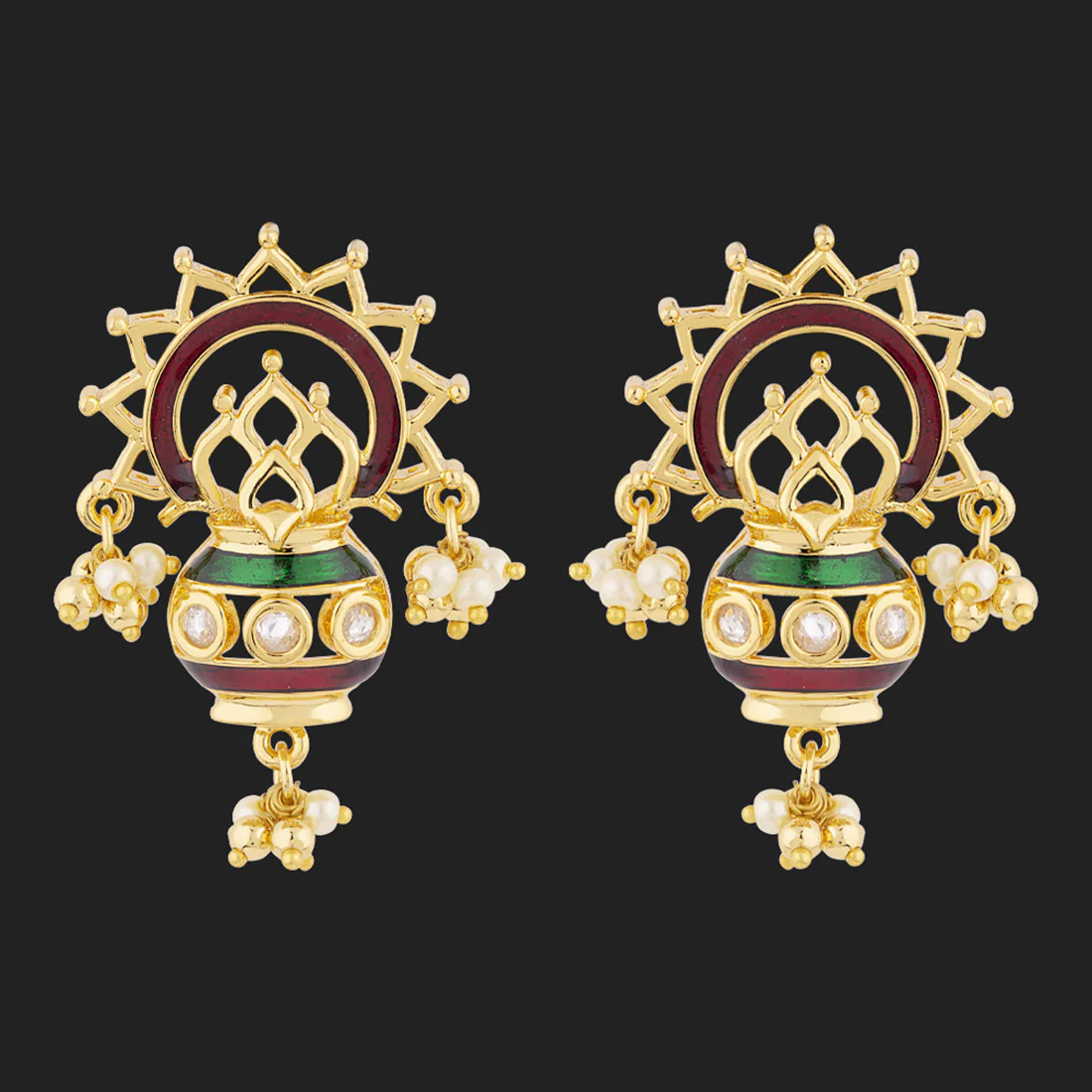 Navratan Filigree Design Earrings - Image 3
