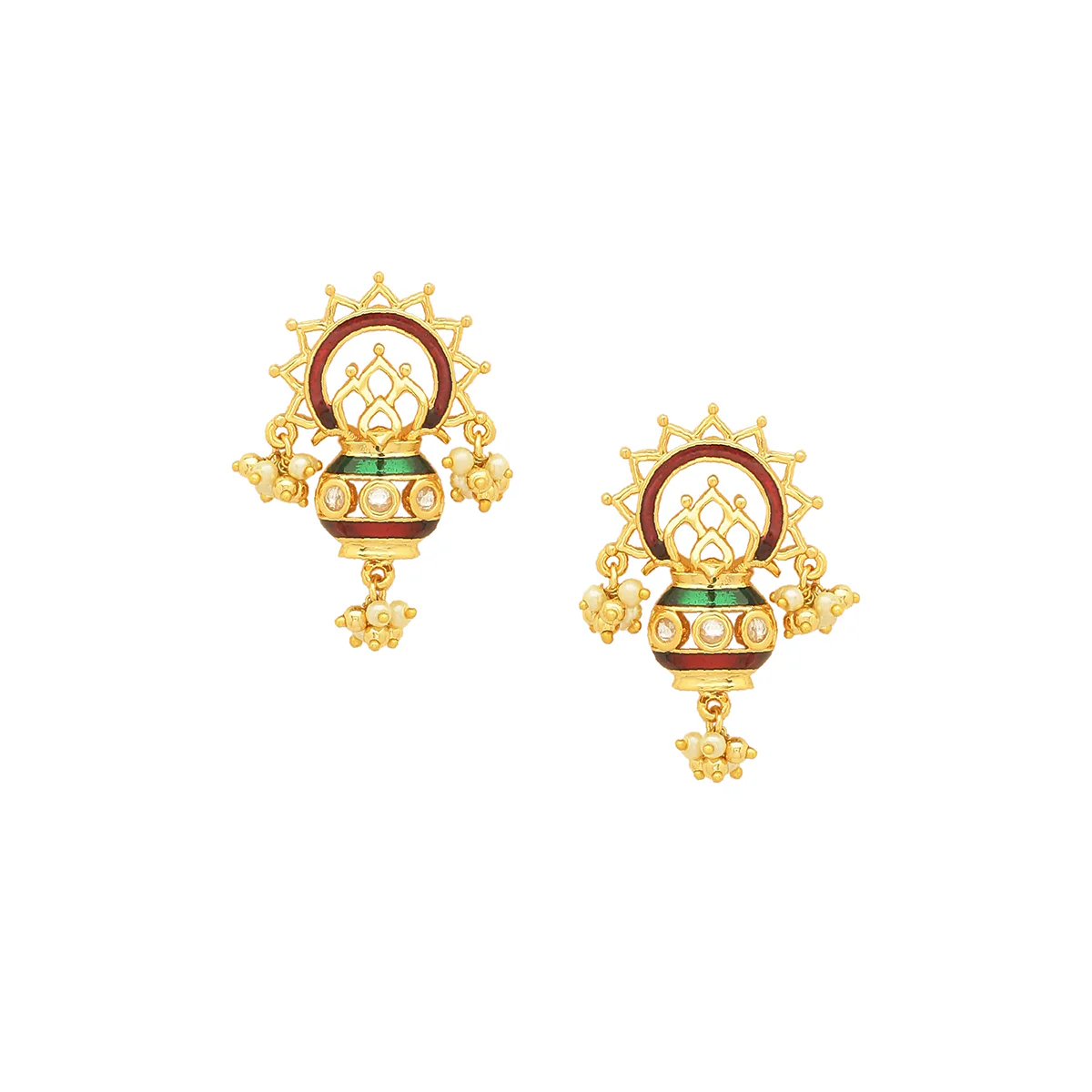Navratan Filigree Design Earrings - Image 4