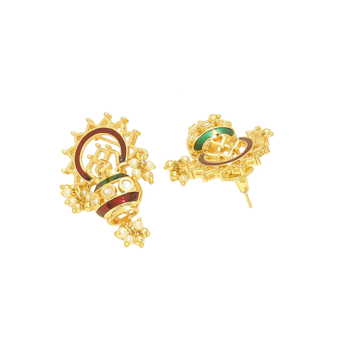 Navratan Filigree Design Earrings - Image 5