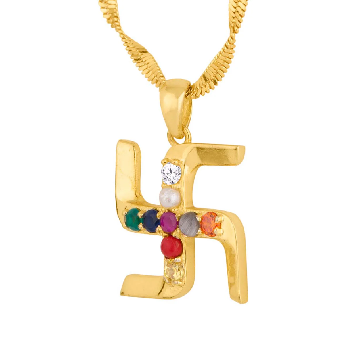 Navratan Swastik Pendant - Image 5