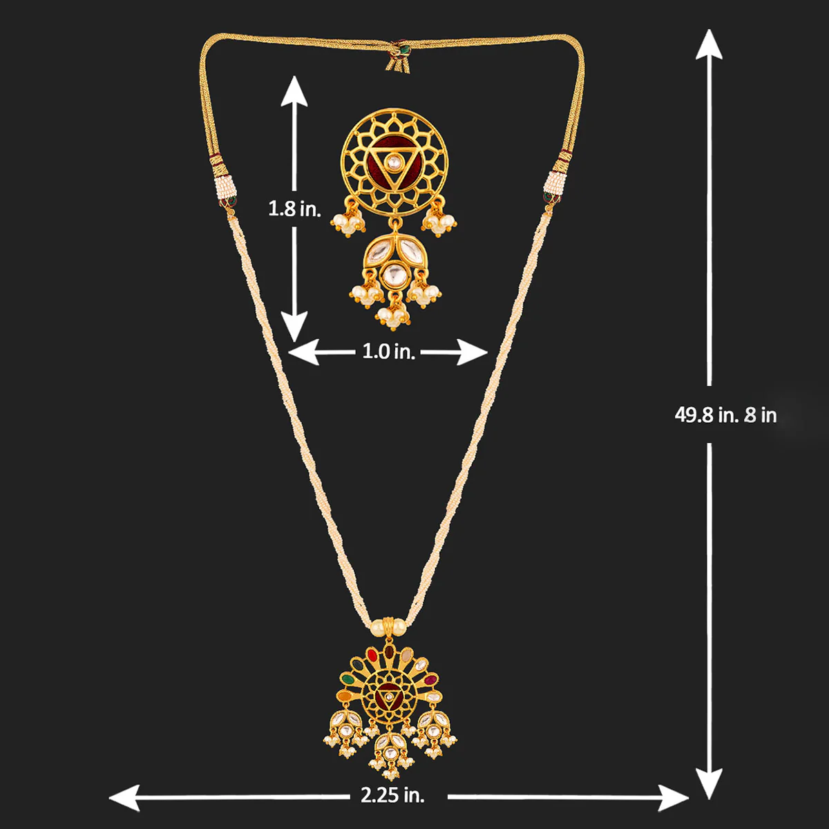 Navratan Zircon Gemstones Adorned Necklace Set - Image 6