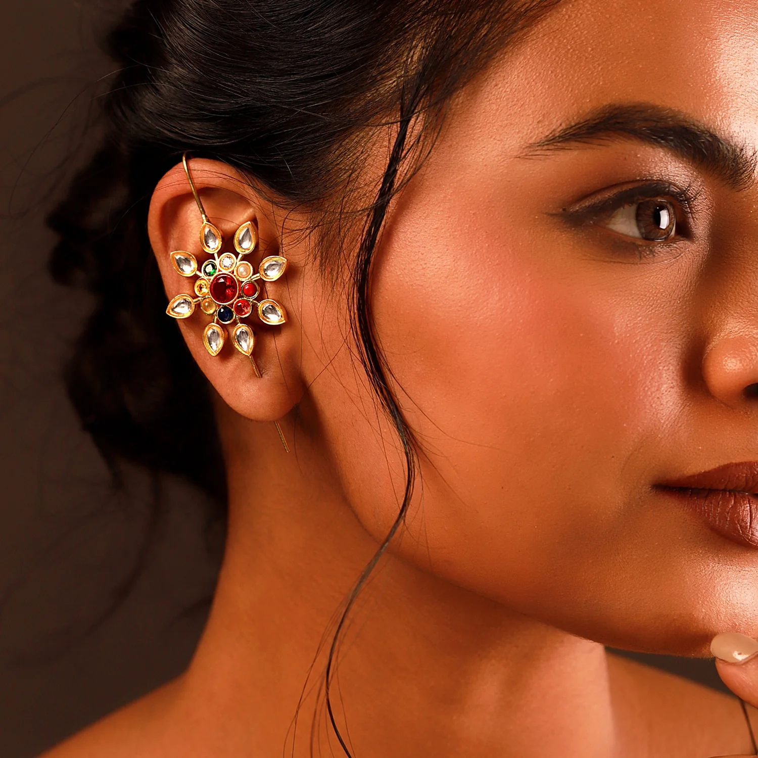 Navratan Celestial Mismatch Earrings - Image 3