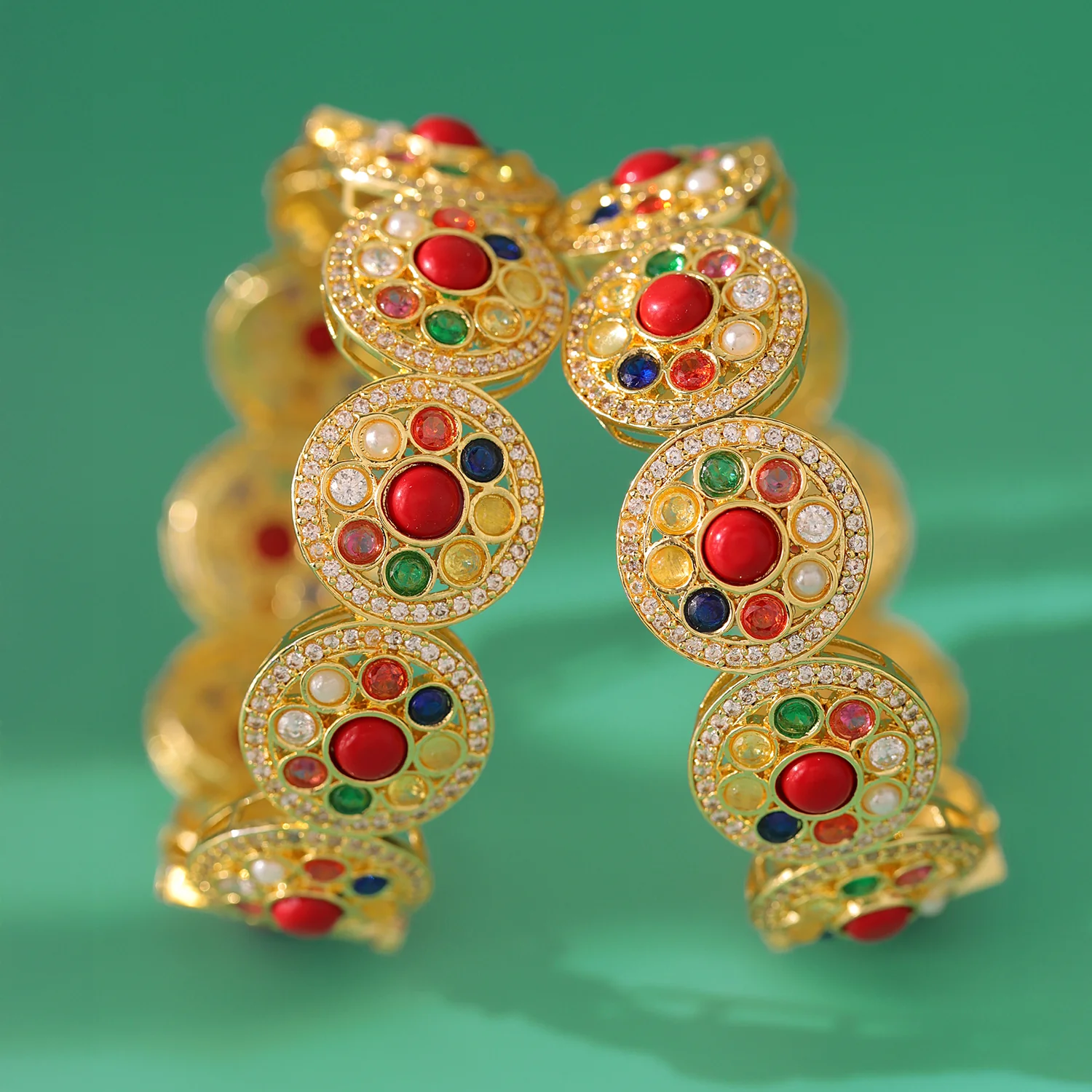 Navratan Divine Flora Hinge Bangles