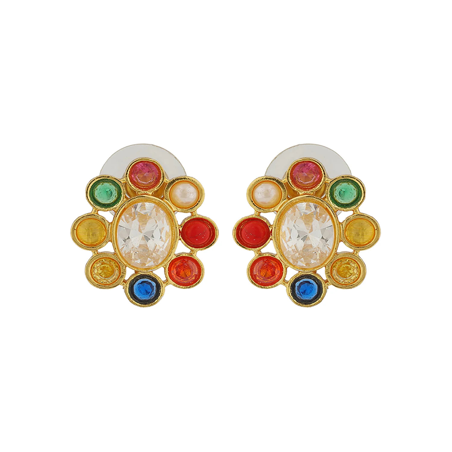 Navratan Floral Harmony Choker Necklace Set - Image 6