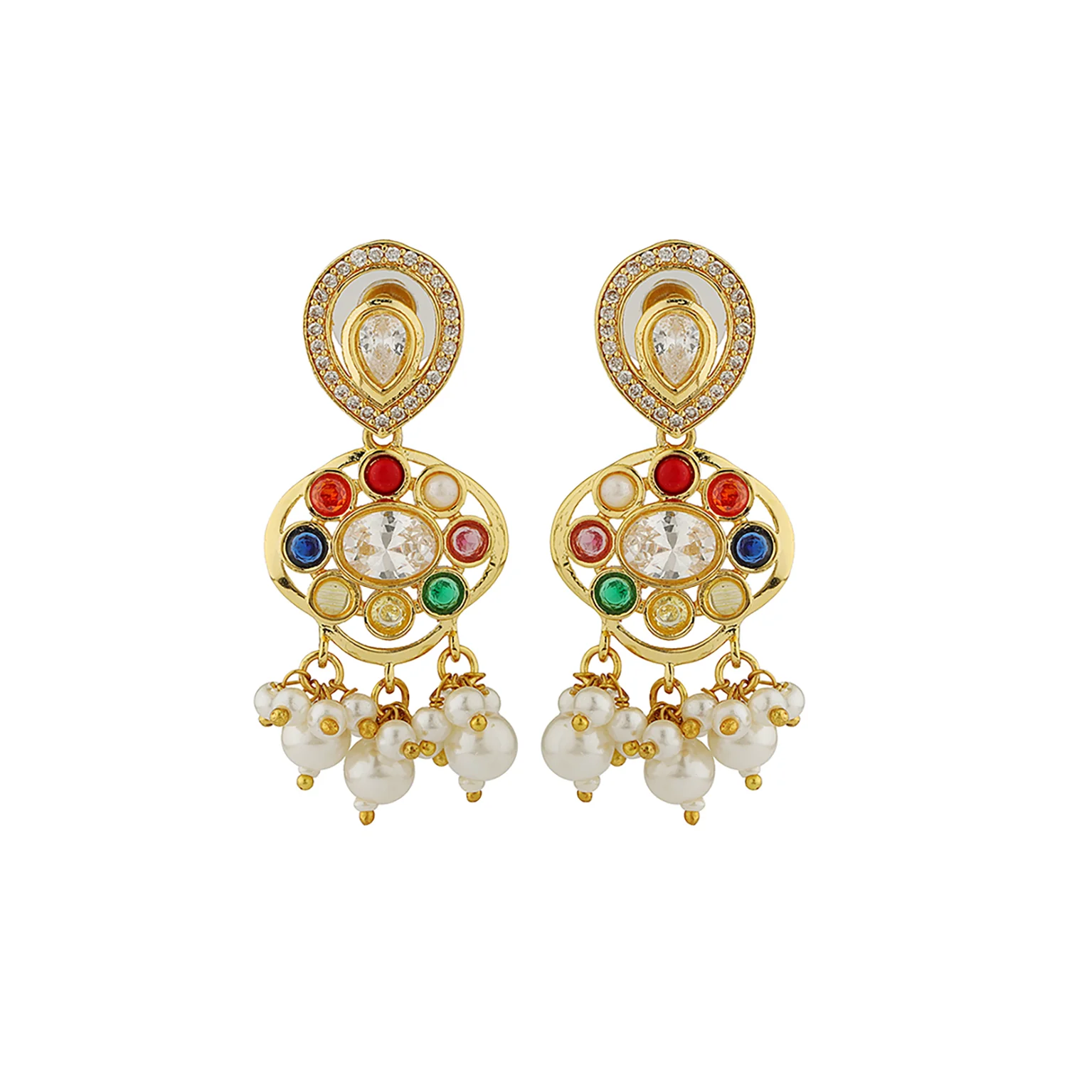 Navratan Fluid Elegance Short Necklace Set - Image 5