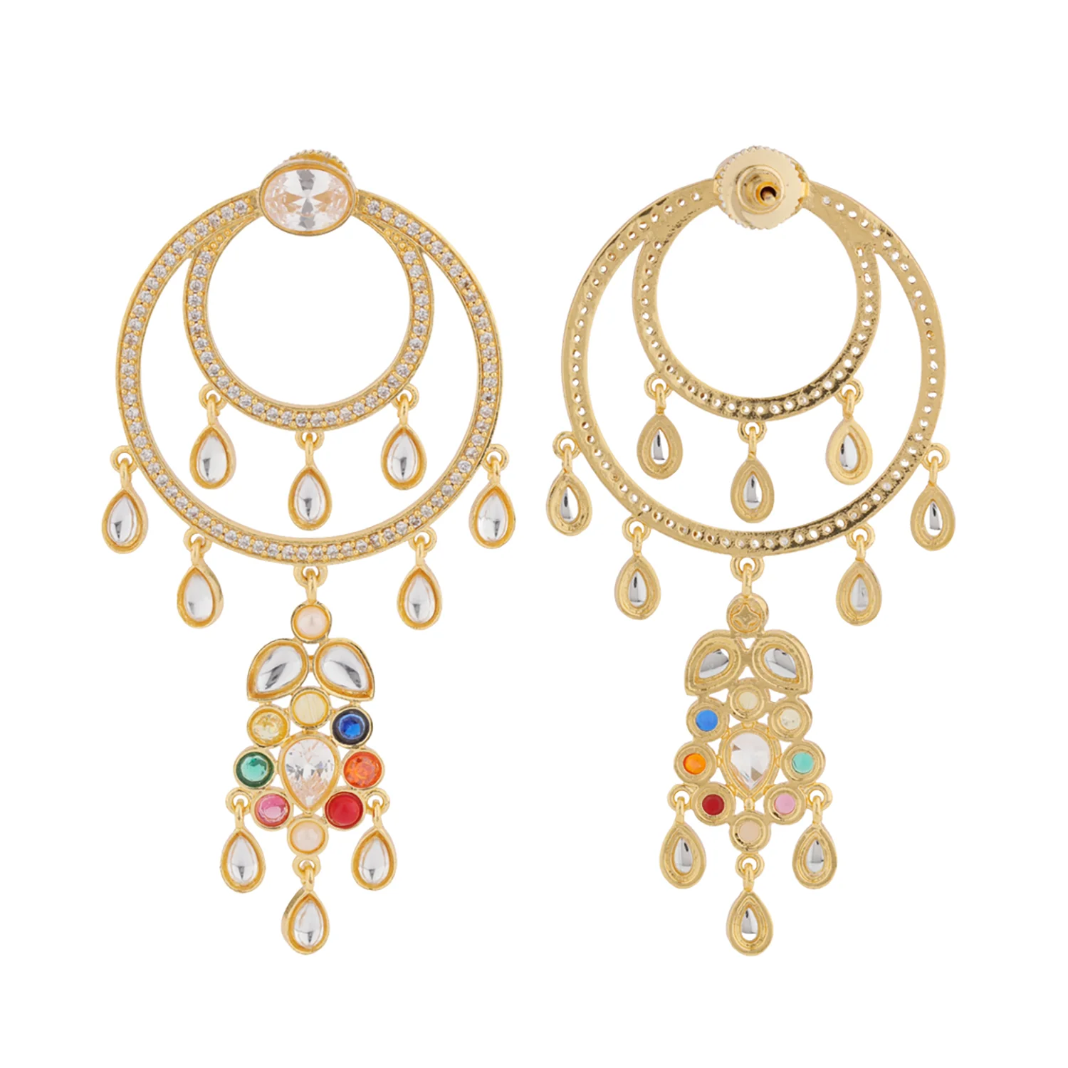 Navratan Gem Radiance Dangle Earrings - Image 5