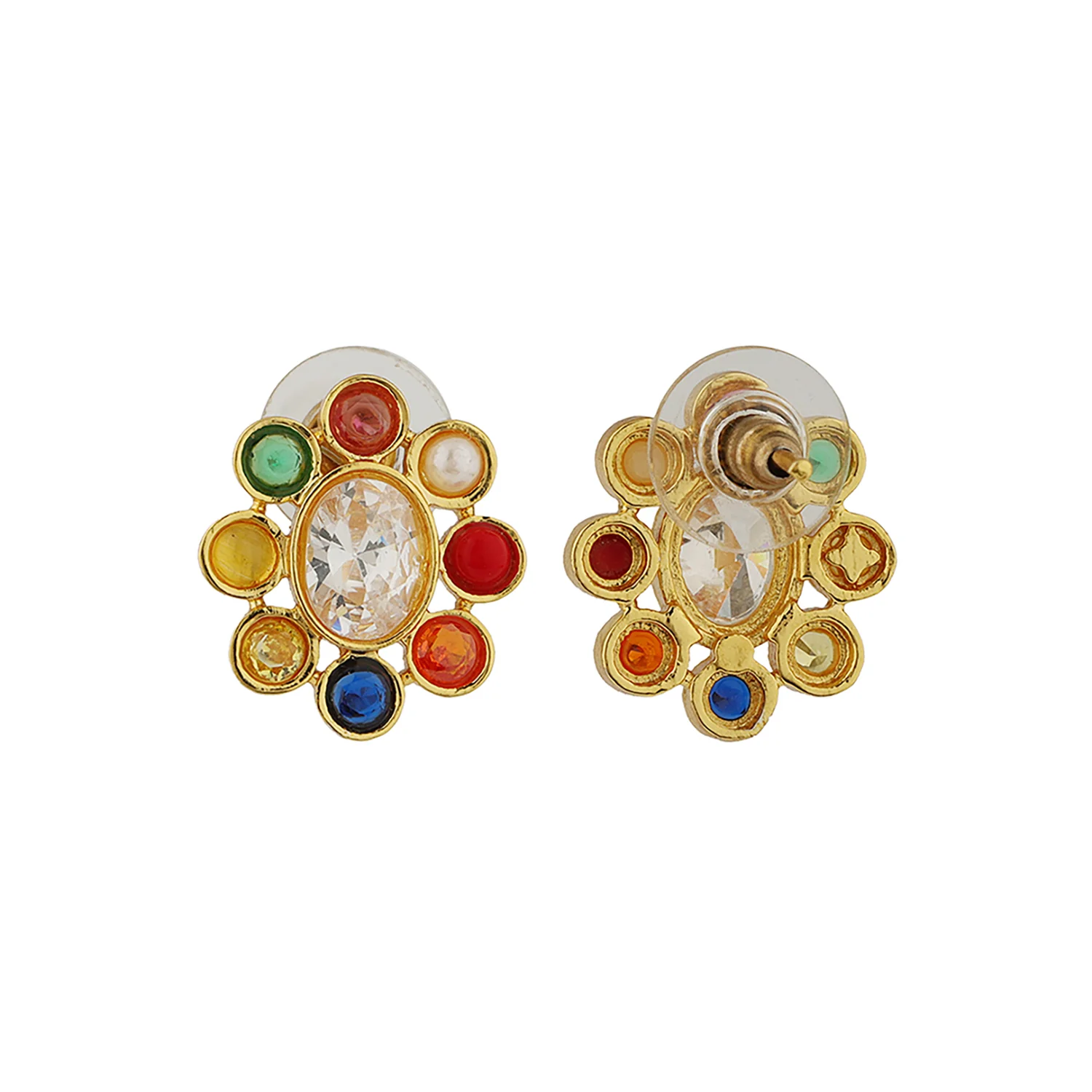 Navratan Golden Grace Mid Necklace Set - Image 4