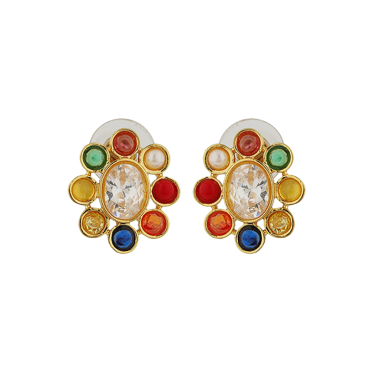 Navratan Golden Grace Mid Necklace Set - Image 5