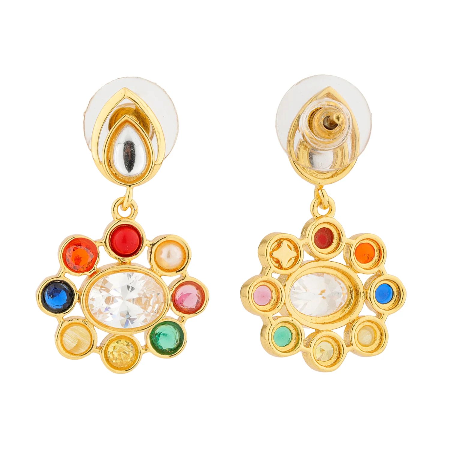 Navratan Liquid Radiance Dangle Earrings - Image 3