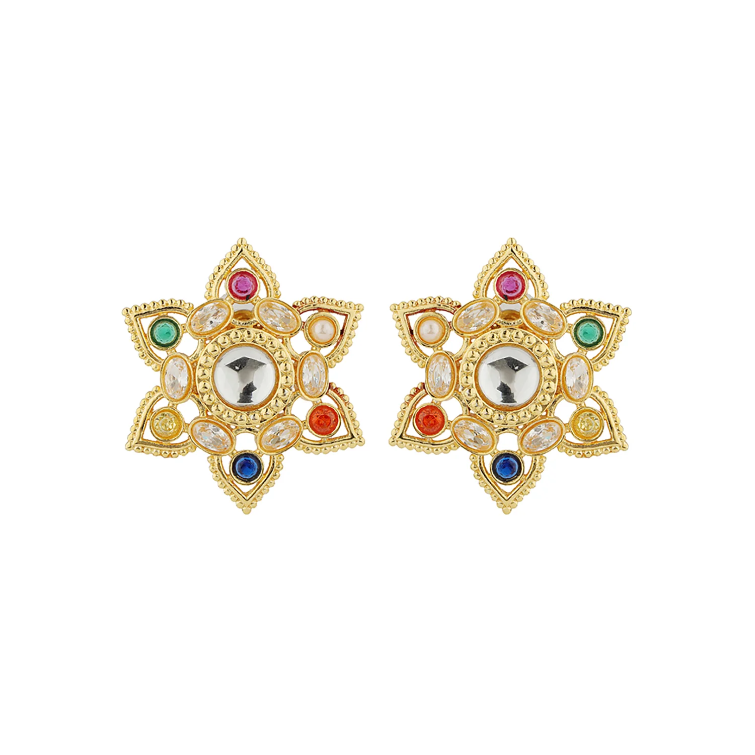 Navratan Luminous Collar Necklace Set - Image 5