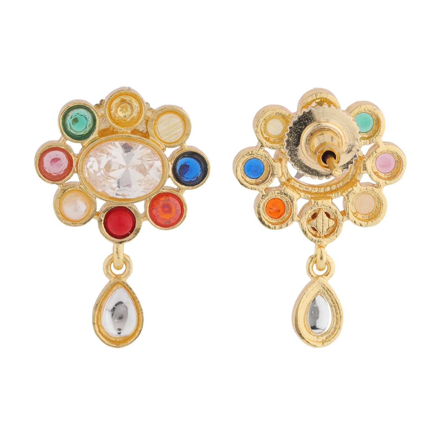 Navratan Rainbow Royals Layered Collar Necklace Set - Image 6