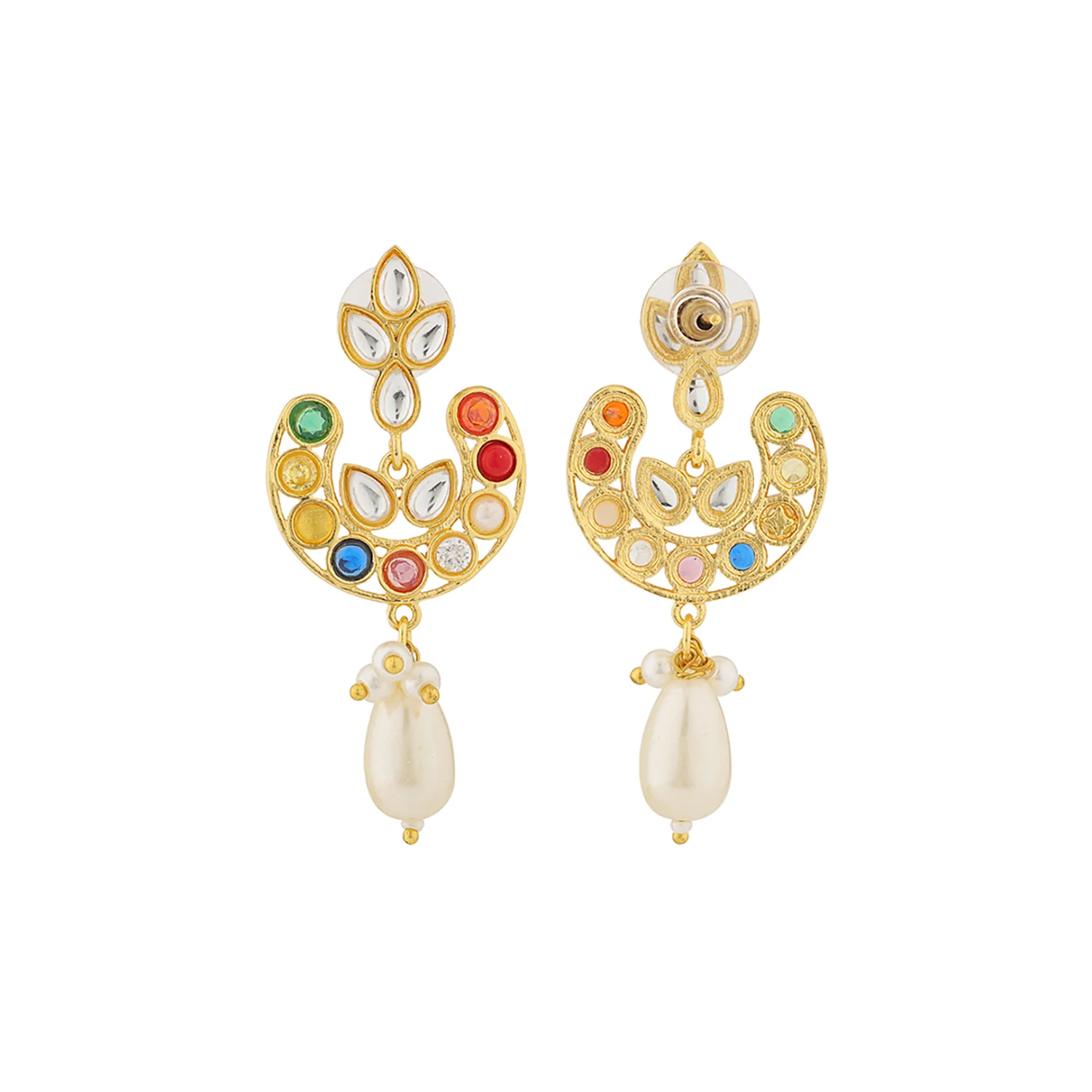 Navratan Starlit Bloom Drop Choker Necklace Set - Image 5