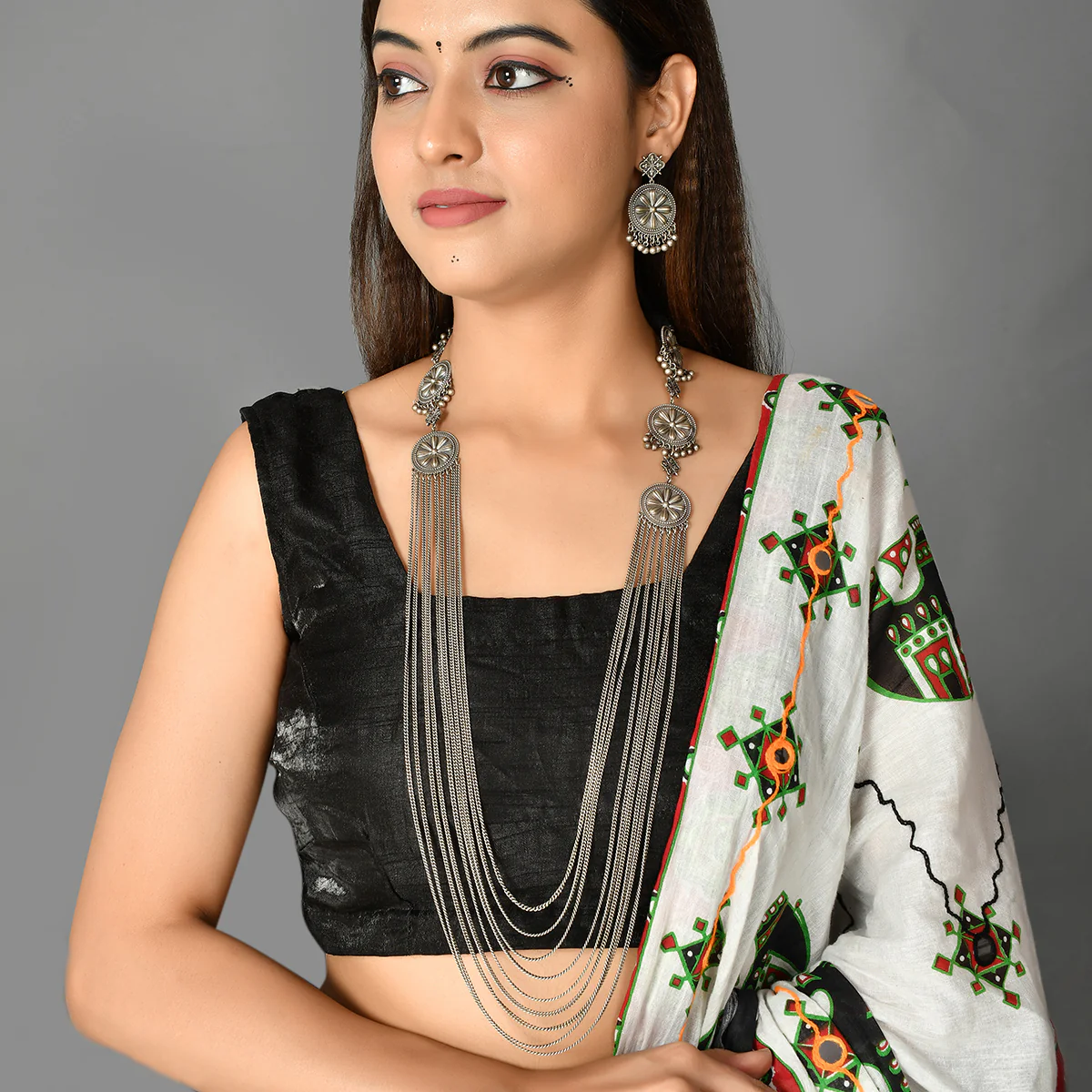 Nrityotsava Aisha Ghungroo Long Necklace Set - Image 3