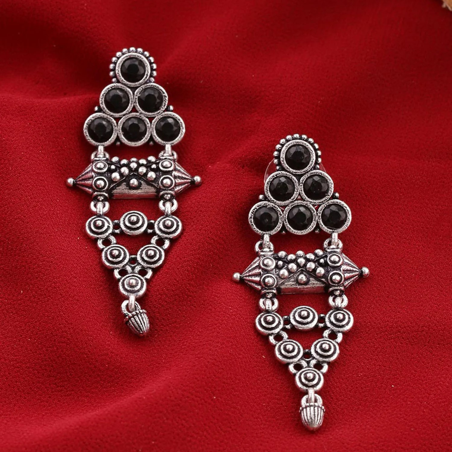 Nayantara Black Gems Adorned Drop Earrings