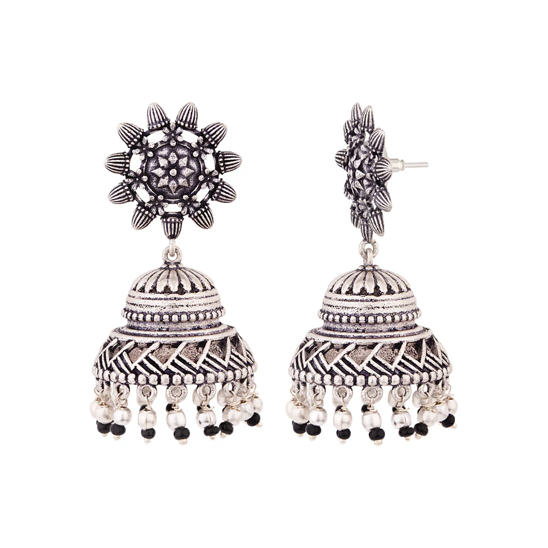 Nayantara Faux Pearls Jhumka Earrings - Image 4