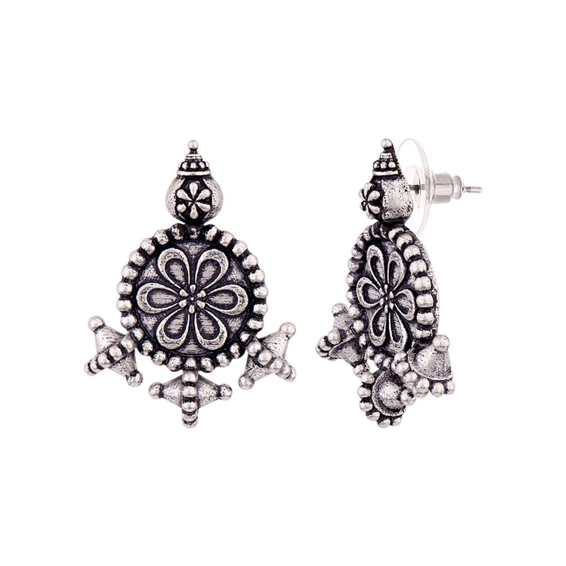 Nayantara Flower Motif Embossed Earrings - Image 4