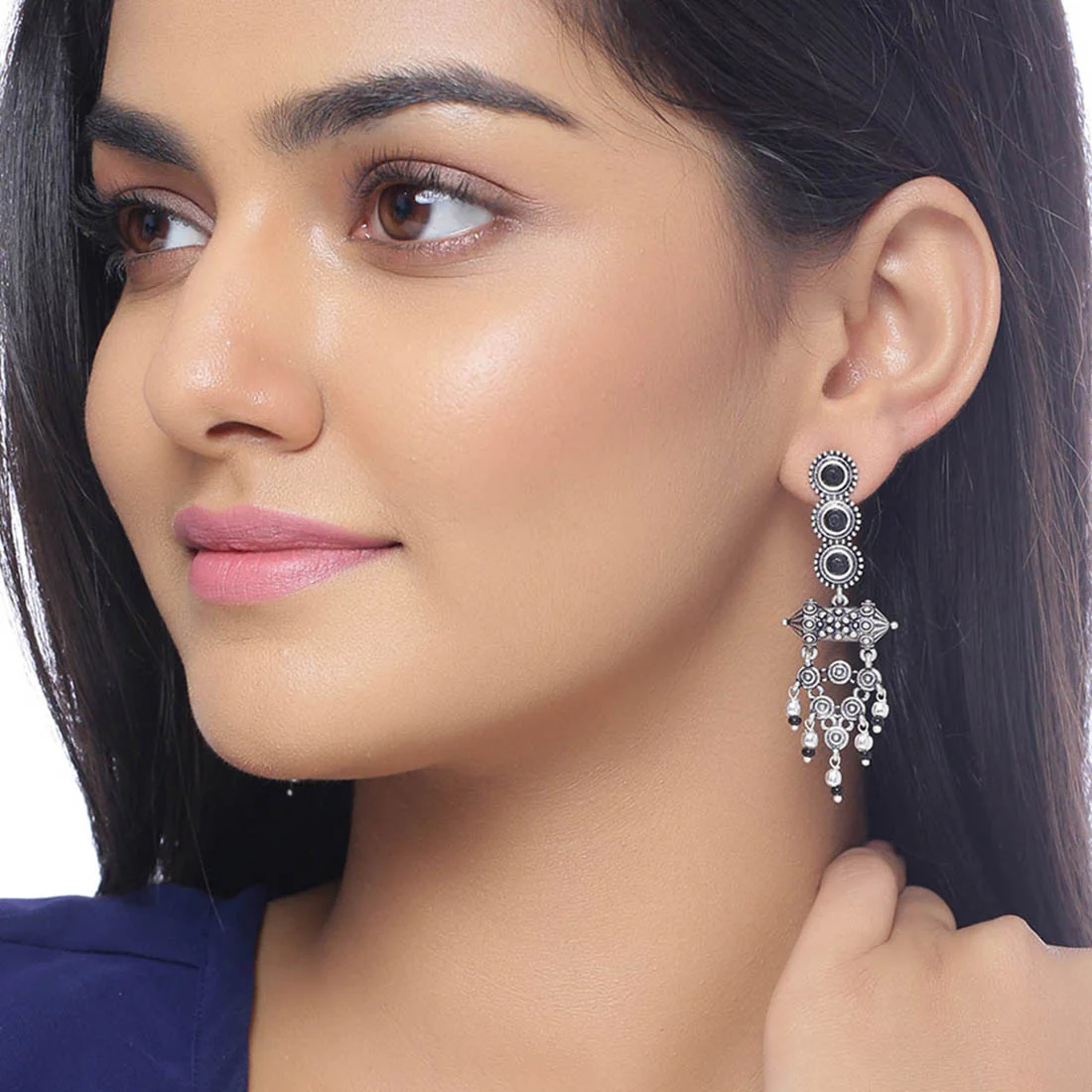 Nayantara Layered Circles Drop Earrings - Image 2