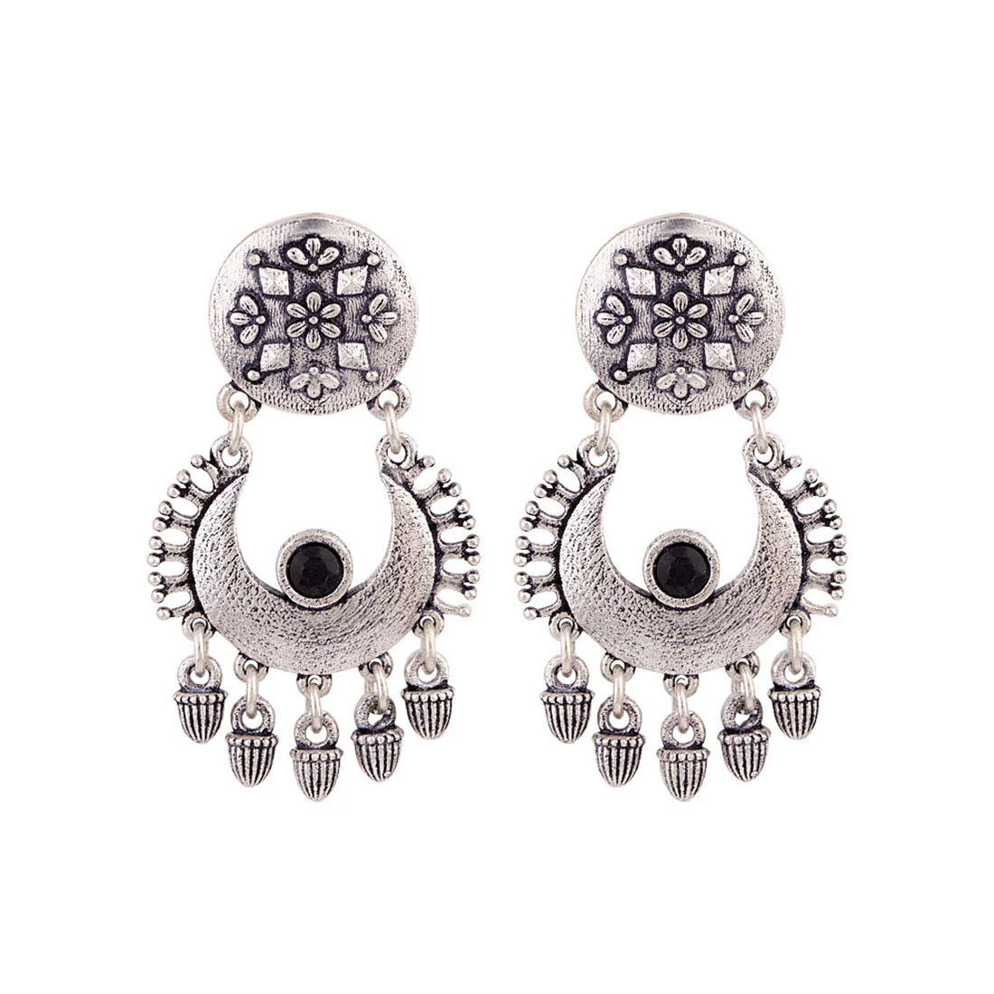 Nayantara Lightly Embellished Brass Drop Earrings - Image 3