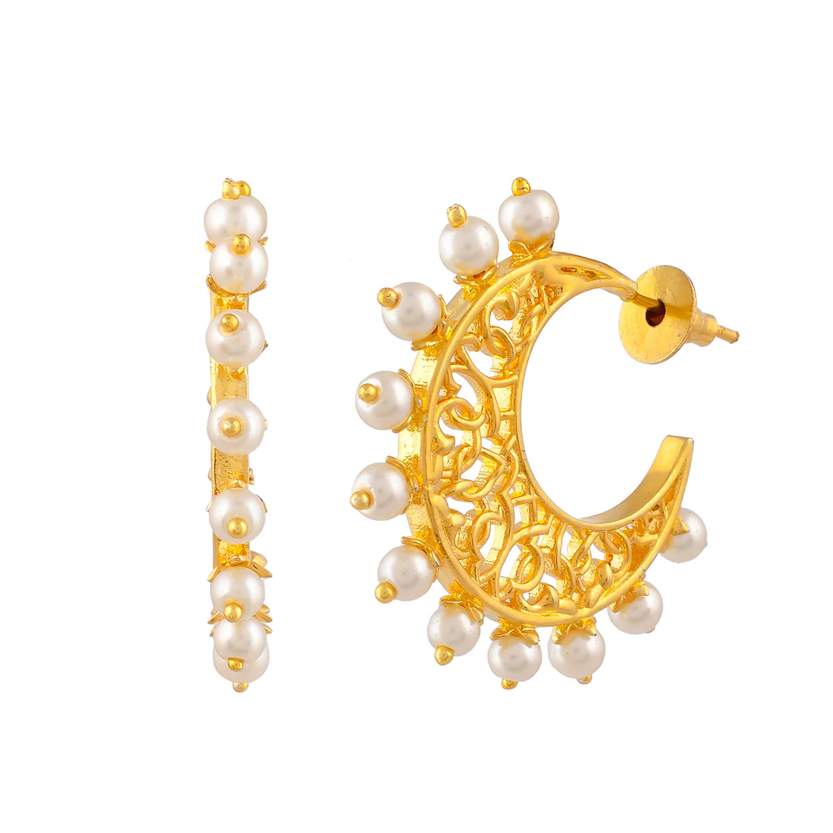 Nazakat Haseen Pearl Studded Hoop - Image 4