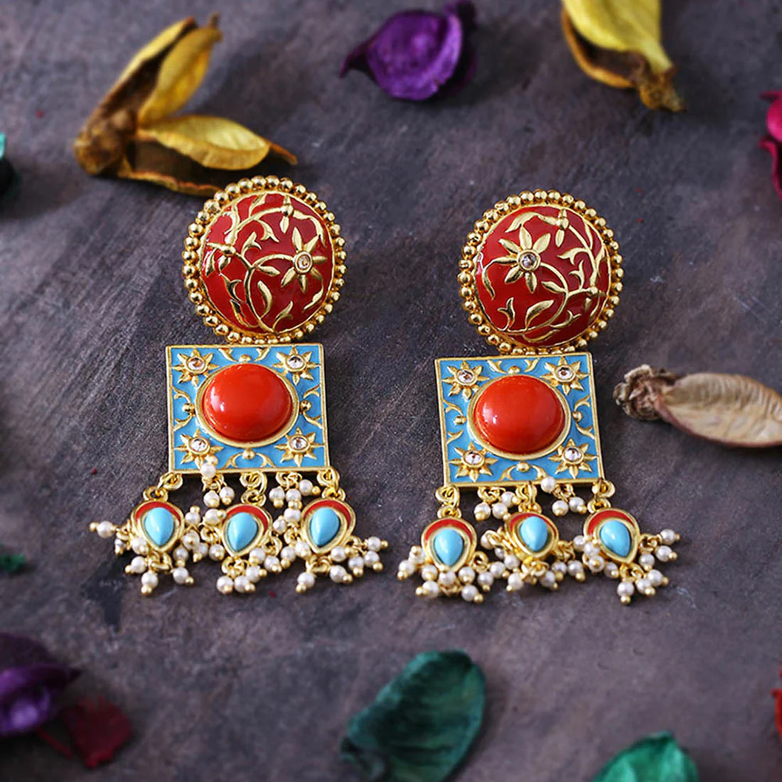 Neeladri Circle and Square Earrings