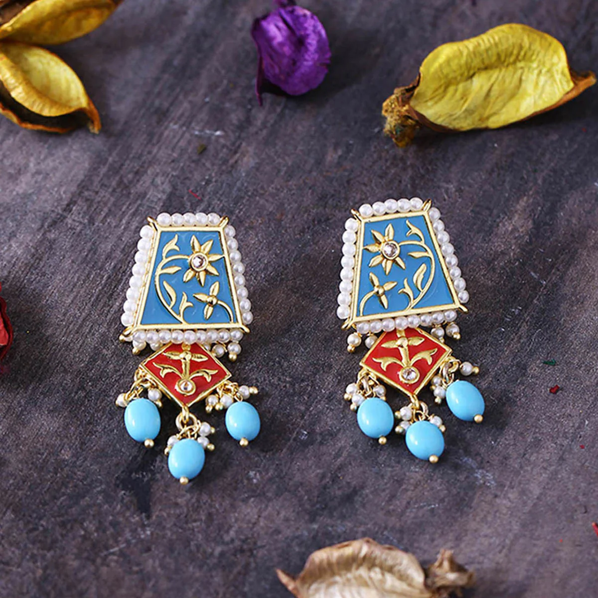 Neeladri Faux Pearls Adorned Earrings